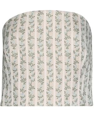 Rosie Assoulin Venus Floral Striped Top - White