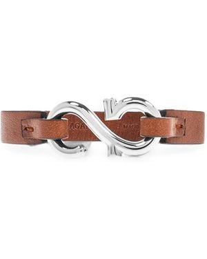 Ferragamo Gancini Calf Leather Bracelet - White