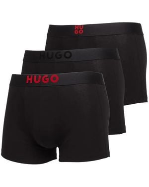 HUGO Three-Pack Of Stretch-Cotton Trunks With Logos - Black