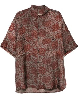 Uma Wang Chemise Teorya À Fleurs - Brown