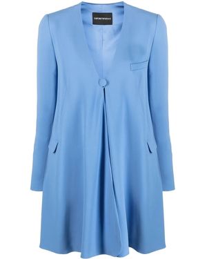Emporio Armani Single-Breasted Oversized Blazer - Blue