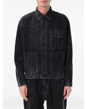 and wander Chest-Pocket Denim Jacket - Black