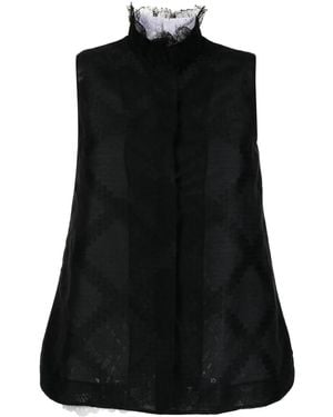 Shiatzy Chen Lace-Trim Sleeveless Shirt - Black