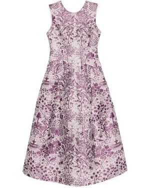 Shiatzy Chen Scape-Of-Curve Jacquard Midi Dress - Purple