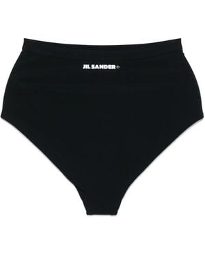 Jil Sander Logo-Print Bikini Bottoms - Black