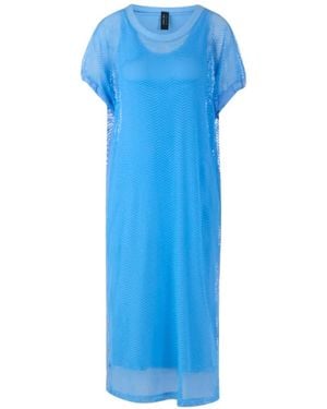 Marc Cain Midikleid Mit Mesh-Overlay - Blau