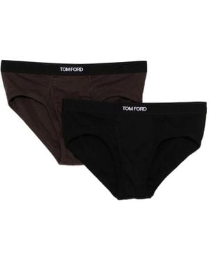 Tom Ford Logo-Waistband Jersey Briefs - Black