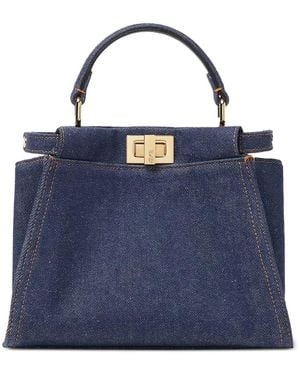 Fendi Bolso Shopper Peekaboo Pequeño Con Asa En La Parte Superior - Azul