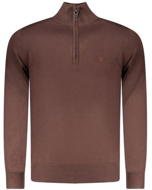 COVERI MOVING Quarter-Zip Embroidered-Logo Jumper - Brown