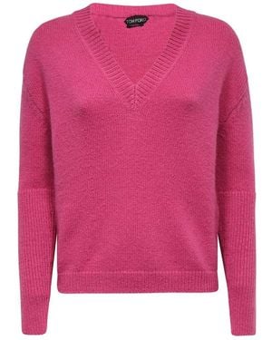 Tom Ford Jersey Con Cuello En V - Rosa
