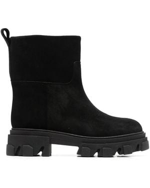 Gia Borghini Lug-Sole Suede Ankle Boots - Black