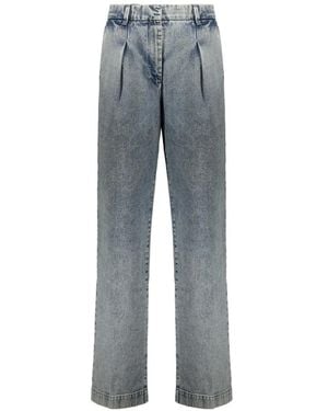 Moorer Pleated-Detail Acid-Wash Jeans - Blue