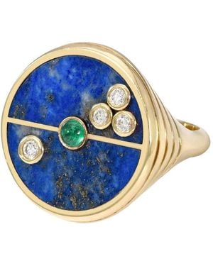 Retrouvai Compass Multi-Stone Ring - Blue