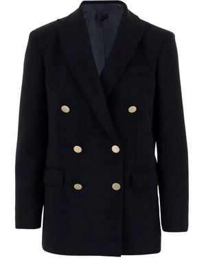 F.it Veste Croisée À Revers Pointus - Bleu