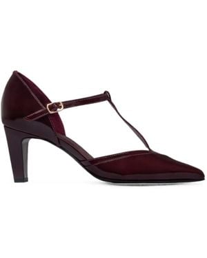 Bernardo Gianna T-Bar Pointed-Toe Pumps - Brown