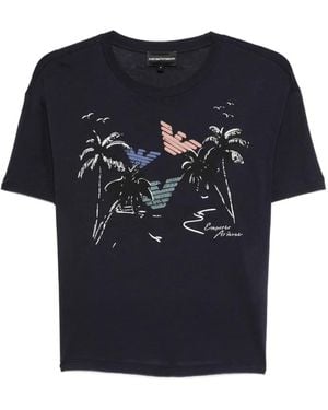 Emporio Armani Graphic-Print T-Shirt - Blue