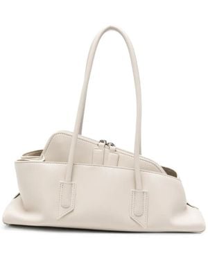 The Attico Small La Passeggiata Leather Shoulder Bag - Natural