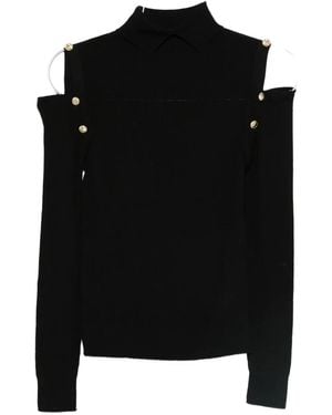 D.exterior Cold-shoulder Sweater - ブラック