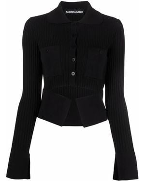ANDREADAMO Ribgebreide Top - Zwart