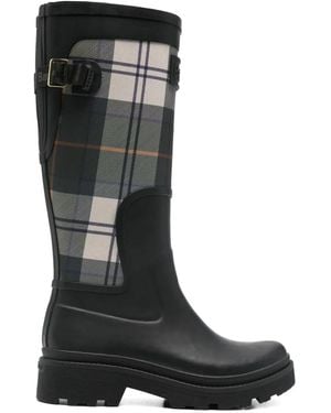 Barbour Dena Buckle Tartan-Pattern Boots - Black