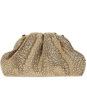 Twentyfourhaitch Mirach Crystal-Embellished Ruched Shoulder Bag - Natural