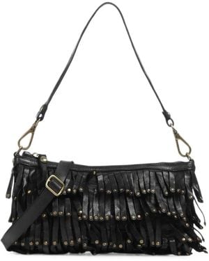 Campomaggi Pochette En Cuir Clouté À Franges - Black