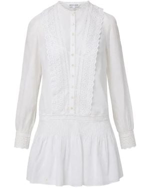 Veronica Beard Marguerite Eyelet Pleated Mini Dress - White