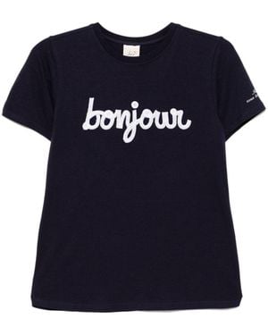 Cinq À Sept Sequined Bonjour T-Shirt - Blue