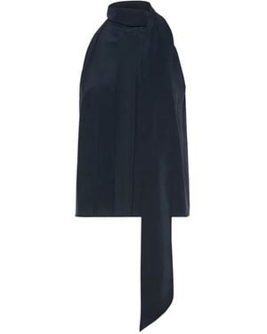 Max Mara Top Plisado De Seda - Azul