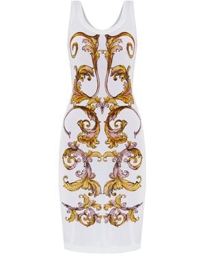Versace Jeans Couture Jurk Met Barocco Print - Wit