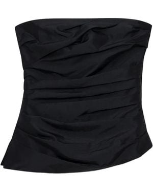 Jonathan Simkhai Emerson Ruched Bustier Top - Black