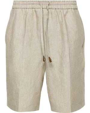 Brioni Mid-Rise Linen Bermuda Shorts - Natural
