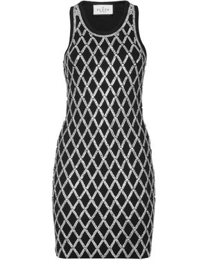 Philipp Plein Short Tank Dress Crystal Net - Black