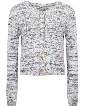 Ports 1961 Wool-Cotton Embossed Button Cardigan - Gray