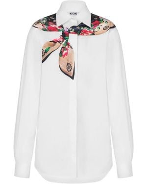 Moschino Floral-Pattern Scarf-Embellished Shirt - White