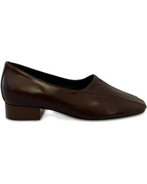 Phoebe Philo Club Square-Toe Block-Heel Loafers - Brown