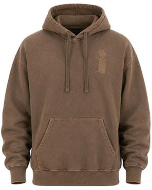 Iuter Logo-Embroidered Acid-Wash Hoodie - Brown