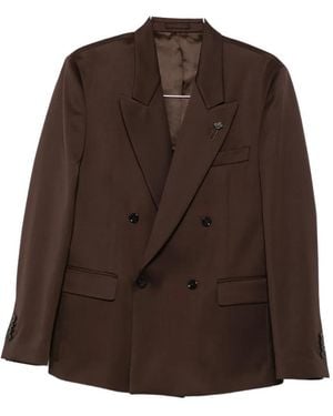 Lardini Double-Breasted Peak-Lapel Jacket - Brown
