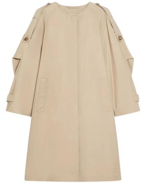 Max Mara Collarless Trench Coat - Natural