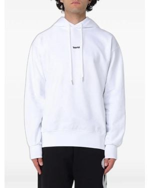 DISCLAIMER Logo-Print Dropped-Shoulder Hoodie - White