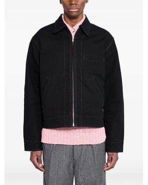 Stussy Work Contrast-Stitch Collared Jacket - Blue