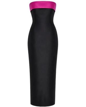 Badgley Mischka Vestido Largo Palabra De Honor Con Lazo - Azul