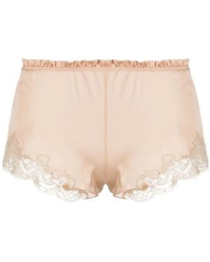 Carine Gilson Calais Caudry-Lace Silk Shorts - Natural