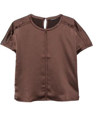 Luisa Cerano Satin-Finish Panelled Top - Brown