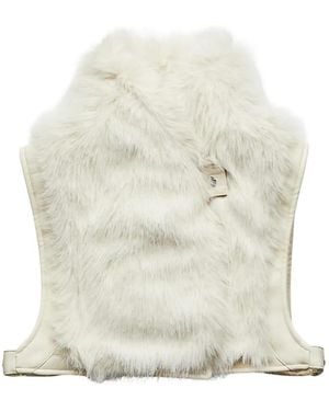Patrizia Pepe Faux-Fur High-Neck Gilet - White