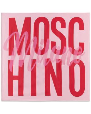 Moschino Logo-Print Square Scarf - Rouge