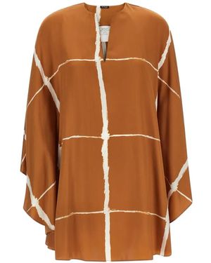 Kiton Silk-Satin Blouse - Brown
