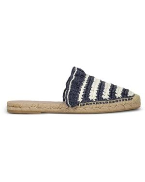 Red(V) Striped Ruffled Espadrilles - White