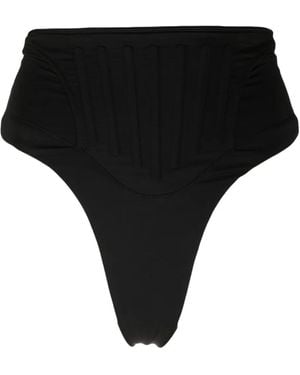 Mugler Corset High-Waist Bikini Bottoms - Black