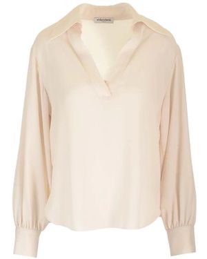Al Duca d'Aosta Long-Sleeve V-Neck Blouse - White